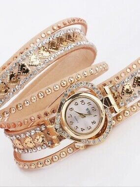 Women's Rose Gold Heart Wrap Watch Bracelet